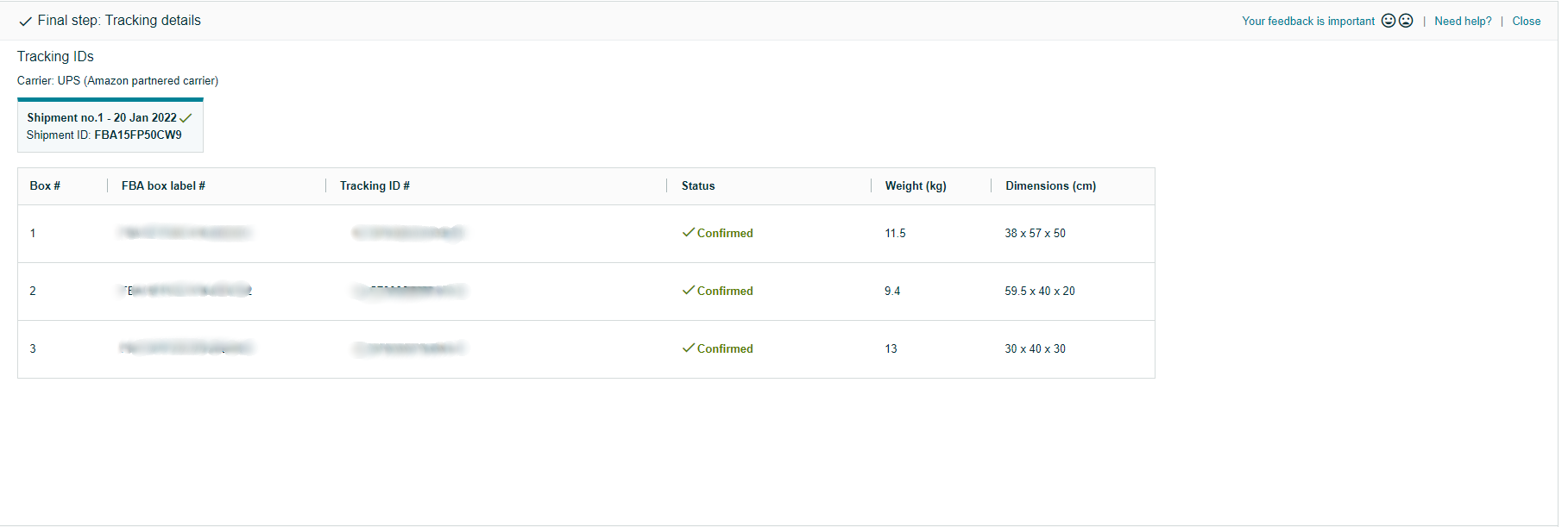 Amazon FBA Tracking Details UPS