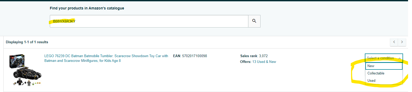 Select the Condition of the Item