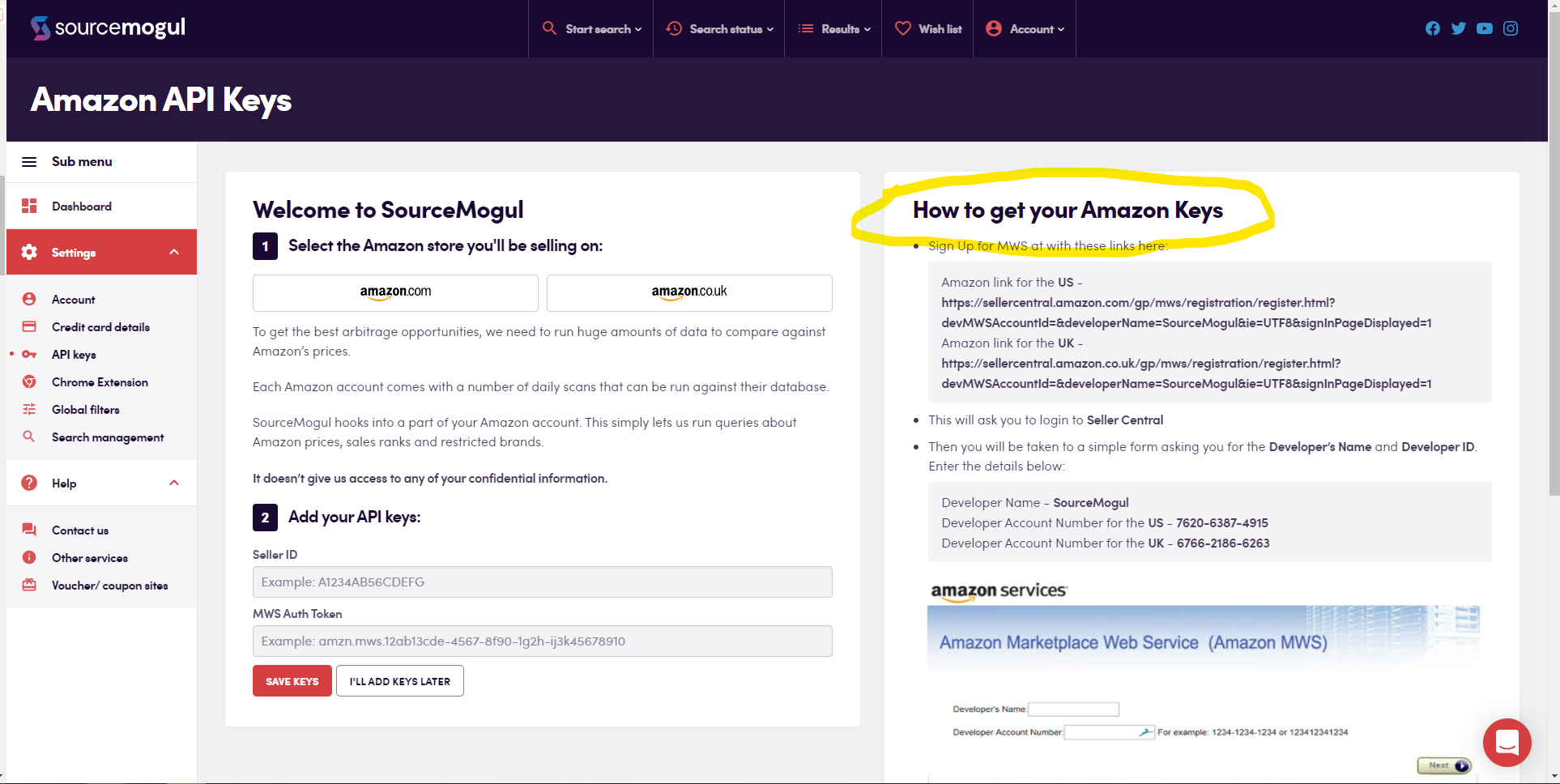 Source Mogul Amazon API Key