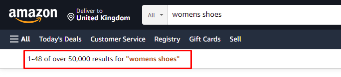 A screenshot of all products for seed keyword “women's shoes”