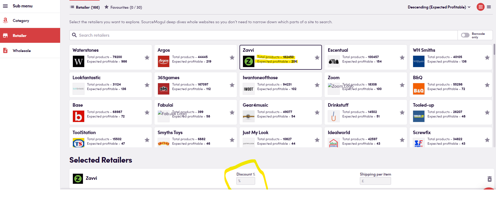 Searching by Retailer