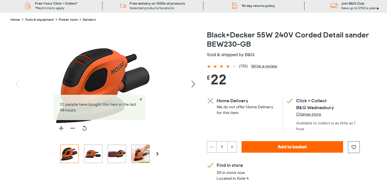 Black and Decker Sander FBA Example